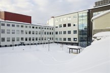 Exteriör Campus Sundsvall, vinterbild